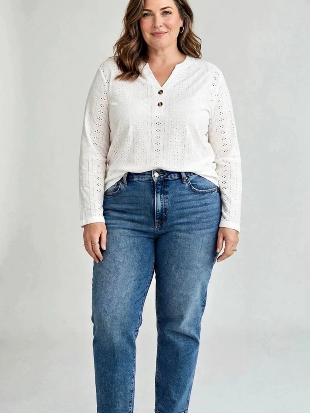 White Eyelet Tunic Type Blouse Size 2XL NWOT